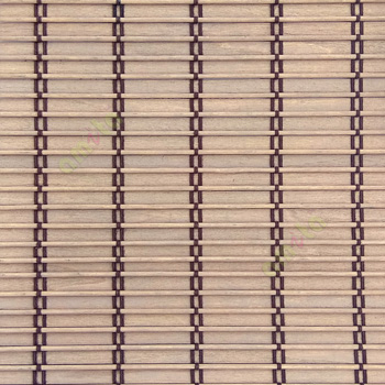 Brown beige color horizontal stripes wooden slats with overlapping sticks vertical thread weaving stripes rollup chain roman chain and lock pulley system blinds