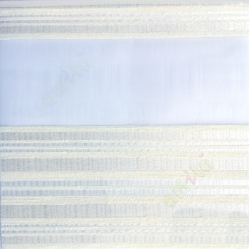 Beige white color horizontal stripes with transparent net fabric embossed pattern textured finished background zebra blind