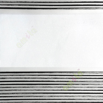 Black white color horizontal embossed layer lace textured pattern with transparent net finished background zebra blind