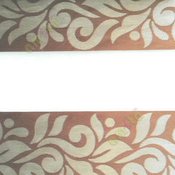 Beige brown color traditional design textured finished background with transparent net finished fabric zebra blind