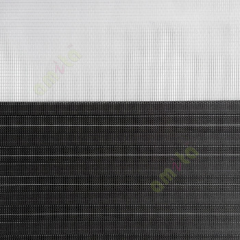 Black color horizontal stripes textured finished background with transparent net finished fabric zebra blind