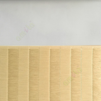 Beige color Vertical stripes with horizontal thread lines soft finished with transparent net fabric zebra blind