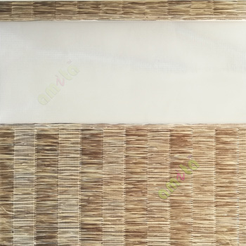 Brown beige color Vertical stripes with horizontal thread lines soft finished with transparent net fabric zebra blind