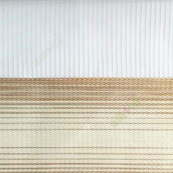 Beige cream color horizontal stripes textured finished background with transparent net fabric zebra blind