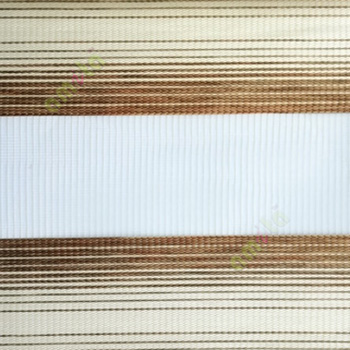 Mustard yellow cream color horizontal stripes textured finished background with transparent net fabric zebra blind