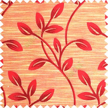 Maroon gold color beautiful long flower tree leaf pattern horizontal lines texture finished background polyester main curtain fabric