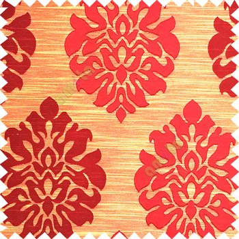 Maroon gold color beautiful traditional damask design texture finished background horizontal lines polyester main curtain fabric