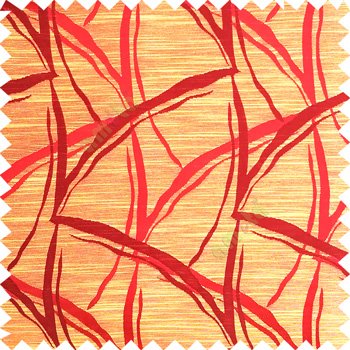 Maroon gold color long leaf design texture finished surface horizontal coloured lines polyester main curtain fabric