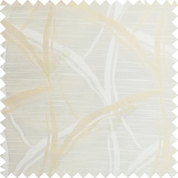 Beige color long leaf design texture finished surface horizontal coloured lines polyester main curtain fabric
