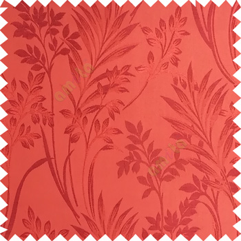 Orange color beautiful design floral pattern texture finished surface with smooth background main curtain fabric