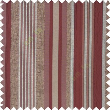 Maroon silver brown color vertical embossed mixed of bold and pencil stripes with texture finished surface soft touch polyester main curtain