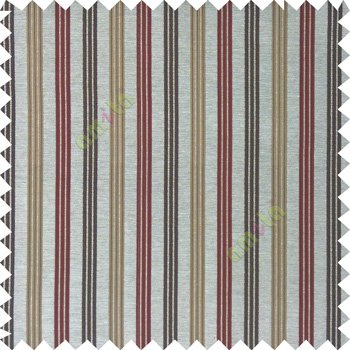 Maroon brown silver color combination with silver base color vertical embossed stripes texture finished surface polyester main curtain
