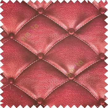 Maroon purple black beige color geometric dice square and circle shapes stitched fabric leatherette surface 3D look finished button support pure cotton sofa fabric