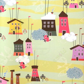 Pink black white green grey blue color beautiful small houses temples tree traditional designs temple flags factory birds home décor wallpaper