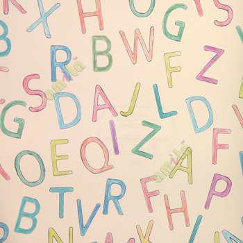 Green blue orange beige purple color alphabets A to Z capital letters for drawing learining letters home décor wallpaper