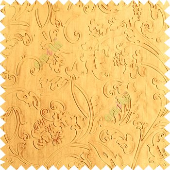 Gold color beautiful floral design high compressed  embossed patterns carved finished surface texture designs horizontal lines  polyester main curtain fabric