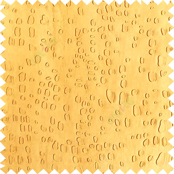Gold color texture finished embossed designs stones and gravels small dots rain drops horizontal lines  polyester main curtain fabric
