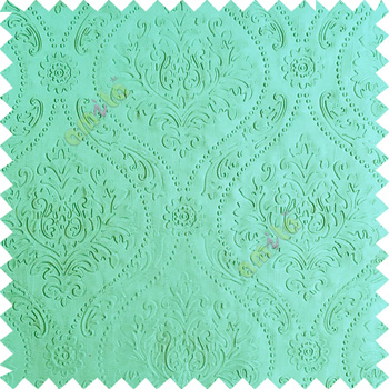 Blue color Traditional damask design texture finished embossed patterns clear design polka dots swirls flower horizontal lines  polyester main curtain fabric