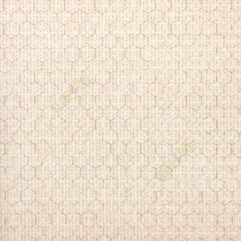 Purple pink white beige color solid texture finished geometric hexagon shapes honeycomb structure home décor wallpaper