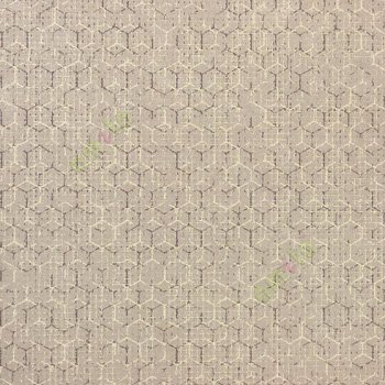 Brown beige grey color solid texture finished geometric hexagon shapes honeycomb structure home décor wallpaper