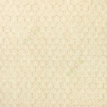 Gold beige brown cream color solid texture finished geometric hexagon shapes honeycomb structure home décor wallpaper