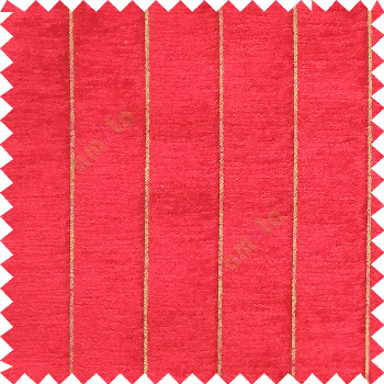 Red gold color vertical stripes texture finished velvet surface soft touch sofa fabric