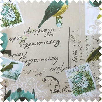 Blue cream white black natural beauty sea plants bird flowers post stamp alphabets pelican main curtain