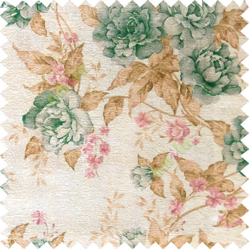 Blue brown white purple colour beautiful flower texture designs leaf floral buds with thick polyester background main curtain