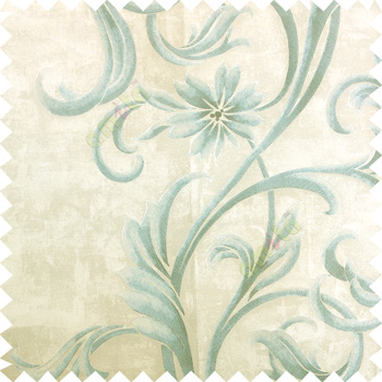 Blue grey color beautiful traditional designs big size flower long hanging branches leaves swirls texture background concrete plaster finished base home décor wallpaper