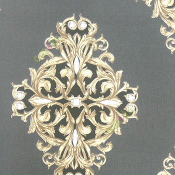Black white brown color traditional big damask design swirls diamonds horizontal lines texture vertical stripes home décor wallpaper