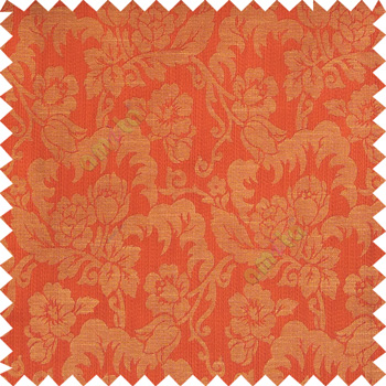 Red orange beige color beautiful flower leaves hanging floral designs flower buds elegant look vertical lines polyester background main curtain