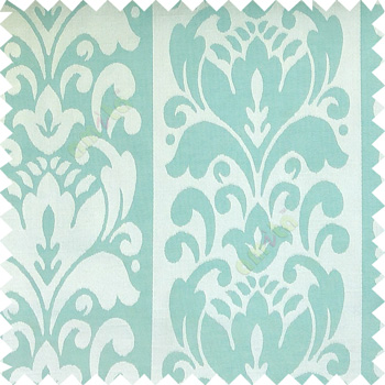 Cyan blue color traditional designs floral damask texture polyester texture wide vertical stripes background with thin lines main curtain