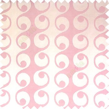 Baby pink cream color geometric semi continues hanging designs traditional pattern vertical texture lines polyester base fabric main curtain