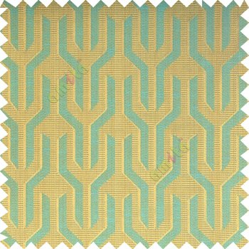 Blue orange grey color geometric designs funnel shape vertical continuous pattern with thin lines polyester base fabric main curtain