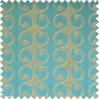 Blue grey beige color geometric semi continues hanging designs traditional pattern vertical texture lines polyester base fabric main curtain