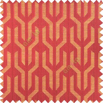Maroon black beige color geometric designs funnel shape vertical continuous pattern with thin lines polyester base fabric main curtain