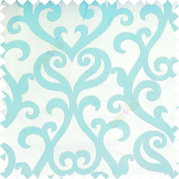 Blue white color traditional big simple damask patterns vertical thin stripes texture base fabric polyester main curtain