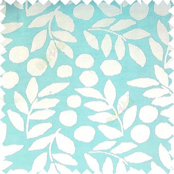 Blue white color beautiful floral twigs circles texture leaves pattern vertical stripes horizontal lines main curtain