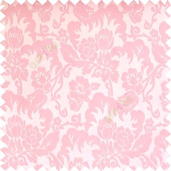 Baby pink white cream color beautiful flower leaves hanging floral designs flower buds elegant look vertical lines polyester background main curtain