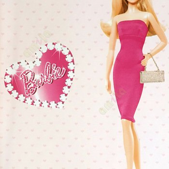 Red pink gold white color barbie small hearts background diamonds brown nice hair cute eyes kids home décor wallpaper