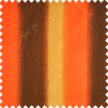 Orange brown gold color combination vertical bold stripes texture finished base fabric horizontal weaving lines polyester main fabric