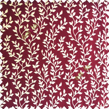 Maroon cream color small sea plants vertical designs leaves and trendy stems support polyester main curtain
