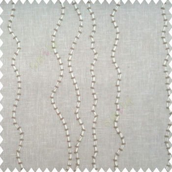 White cream grey color vertical stripes strong knots flowing lines oval shapes with polyester transparent base fabric main curtain