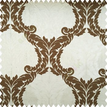 Brown beige color traditional big damask designs texture finished background vertical crack lines decorative leaves polyester main curtain