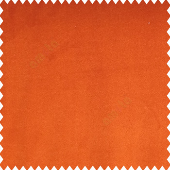 Orange color complete plain velvet finished soft touch surface polyester base sofa fabric