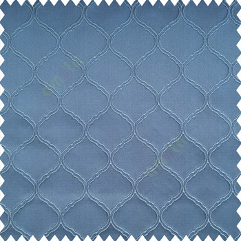 Midnight blue color traditional design ogee patterns texture embroidery with polyester thick fabric main curtain