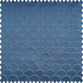 Midnight blue color traditional designs embroidery scales embossed patterns polyester fabric with thick background main curtain