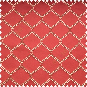 Maroon beige color traditional design ogee patterns texture embroidery with polyester thick fabric main curtain