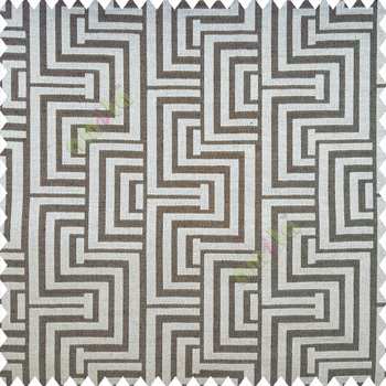 Grey and black color geometric pattern texture base fabric semi square shapes vertical decorative carved design stripes polyester main curtain