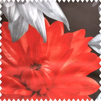 Red black grey beige color big size dahlia flower beautiful finished polyester base fabric floral petals main curtain